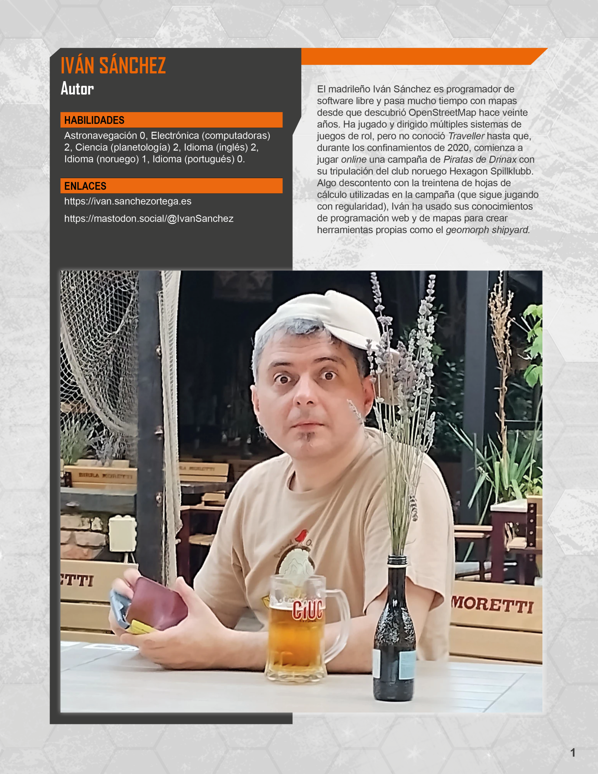 La imagen recrea una ficha de Viajero de Iván Sánchez con una fotografía suya graciosa.